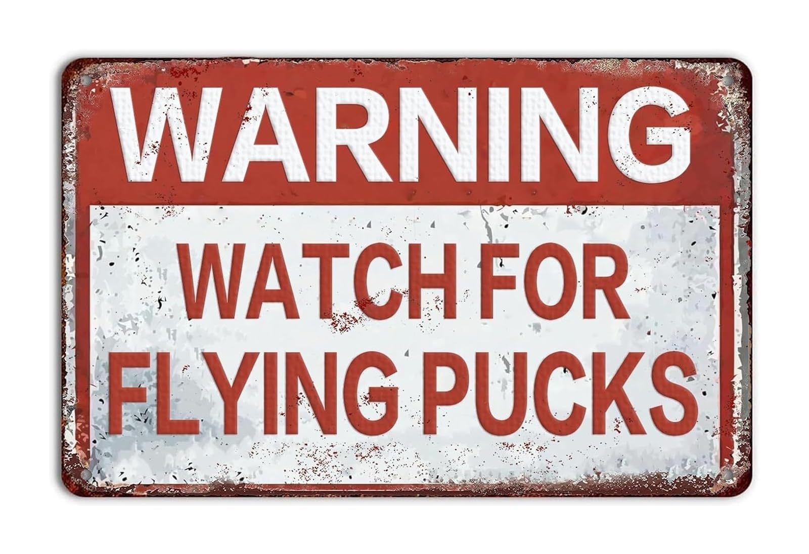 NWPNLXEA Reflective Warning Sign Watch for Flying Pucks Vintage Aluminum Metal Sign for Hockey Rink Outdoor (8 X 12 in)