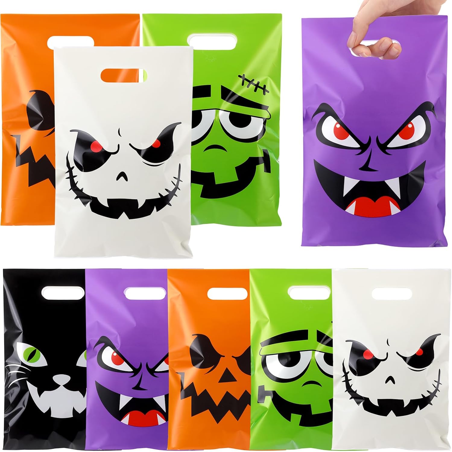 Teenyyou 100 Pcs Halloween Treat Bags Trick or Treat Candy Bags