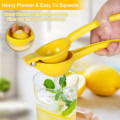 Miniatura 2 de TEZZ Exprimidor de limón, exprimidor de mano de alta calidad para limón, exprimidor de cítricos de prensa manual de metal, herramienta de barra