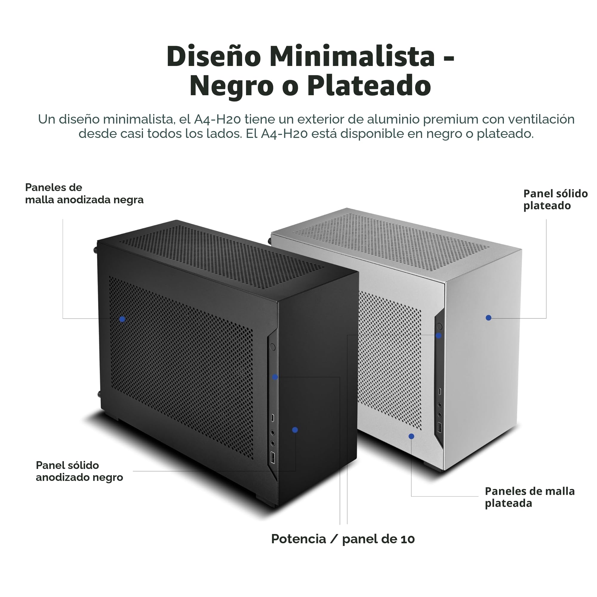 Amazon.com: Caja para PC Lian Li A4-H2O Mini-ITX, Montaje de