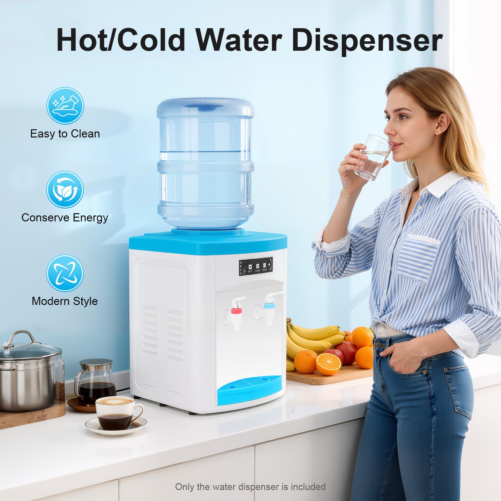 Dispensador de agua de mesa, 110 V, 550 W, carga de escritorio, dispensador de agua eléctrico de 5 galones, dispensadores eléctricos de agua caliente y fría para el hogar, estudio, oficina