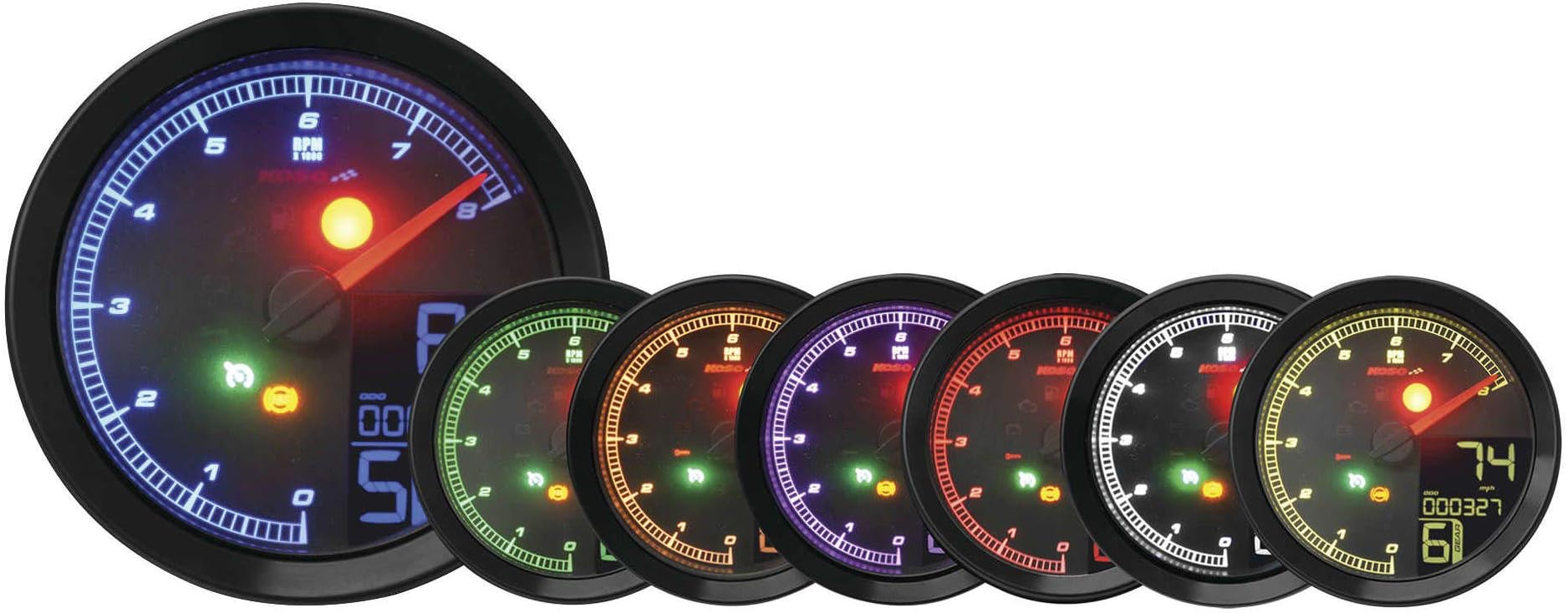 Koso 27-5797Bk Speedo/Tach Blk Bezel Lcd Color Change Display
