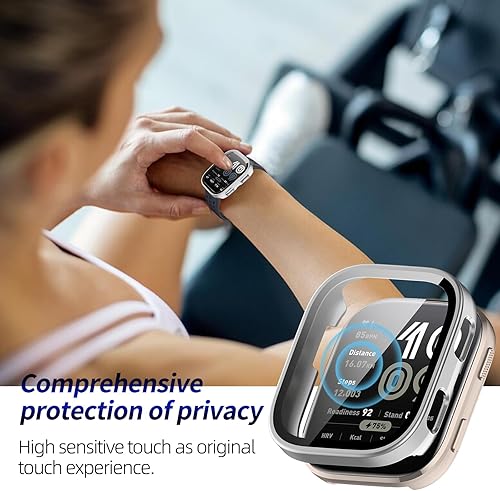 2 Pack for Amazfit Bip 6 Screen Protector Case [Full Coverage], Hard PC Bumper All-Around Protective Accessories for Amazfit Bip 6 Built-in 9H Tempered Glass Film