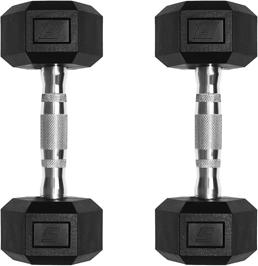 Ritfit 5-650 LBS PVC Encased Hex Dumbbell Sets with Optional Rack for Home Gym, Hand weight with Chrome Handle for Strengt...