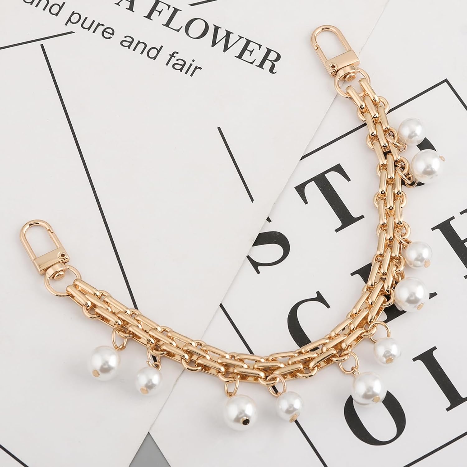 Locus Amoenus Gold Pearl Bag Chain Charm Faux Pearl Purse Chain Handbag Decoration Accessory Elegant Bag Jewelry for Women image 5