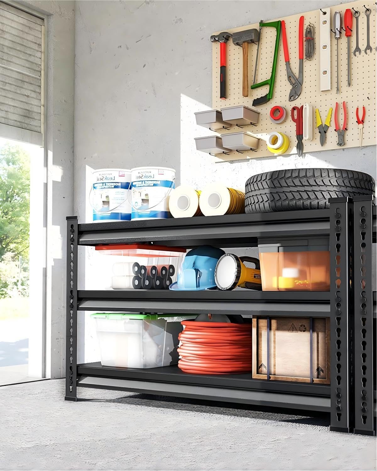 Utility Garage Shelves Heavy Duty - 40'' Wide 1,350Lbs Steel Metal Industrial Storage Shelving Rack Units Adjustable 40" W x 16" D x 36" H 3 Tier Black - Image 2