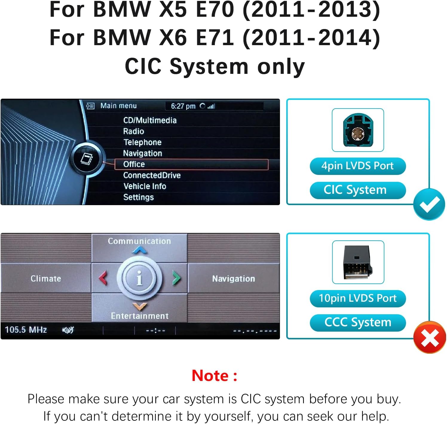 12.8" QLED Touchscreen Specifically for BMW X5 X6 E70 E71 2011-2013 CIC, Wireless CarPlay & Android Auto, Ultra Narrow Bezel Zinc Alloy Frame, 2400x900 Fast & Stable Linux System Upgrade