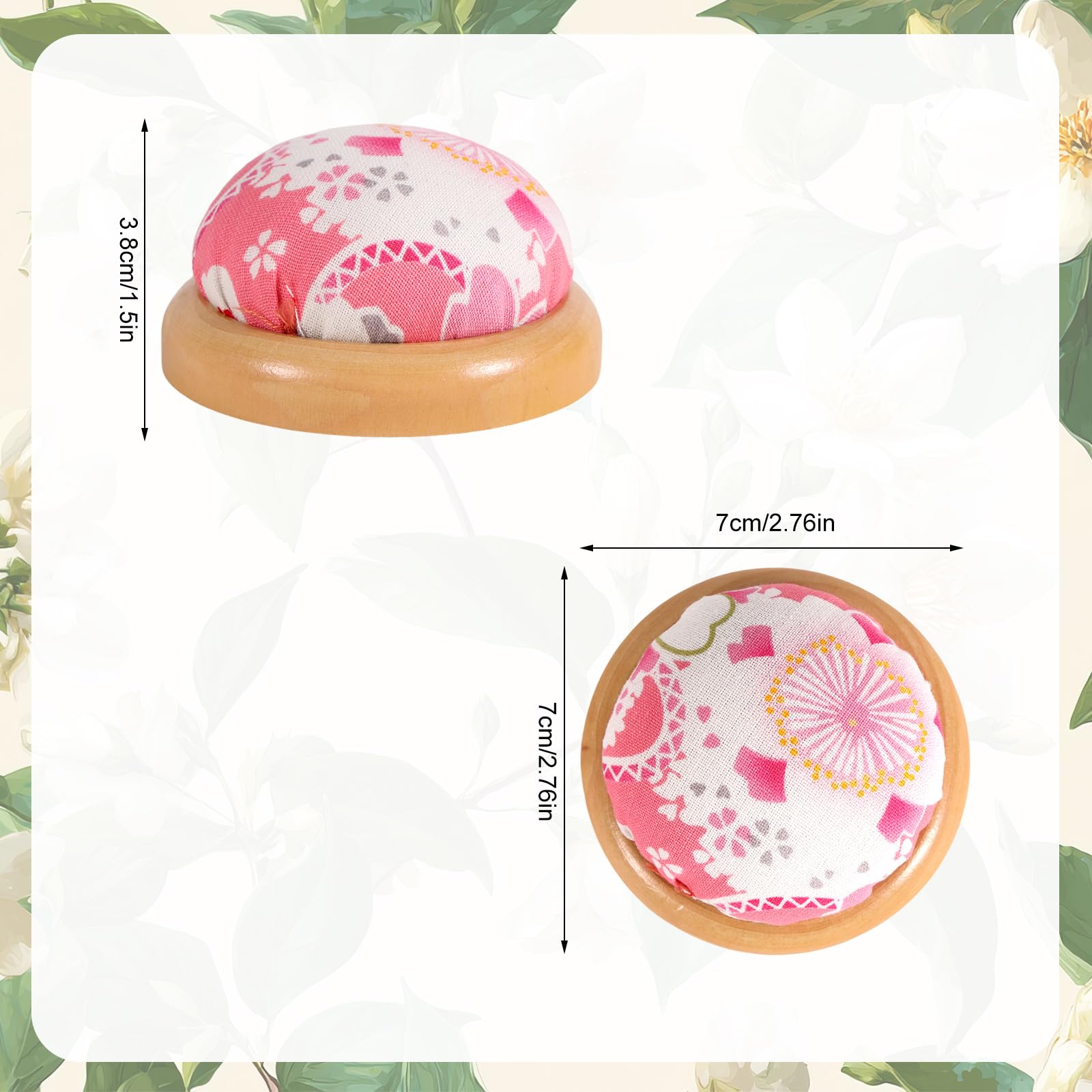 Puntaspilli da Cucito Rotondi con Base in Legno, Accessori Porta Aghi per Quilting