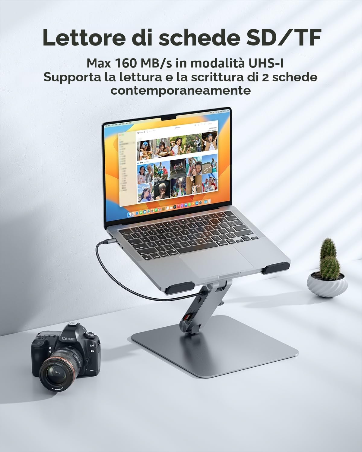 BENFEI Supporto per laptop con docking station USB-C 7in1, HDMI 4K@60Hz, 1*SD 1*Micro SD, 100W Power Delivery, 10Gbps 1*USBC 3.2 e 2*USBA 3.2 Compatibile con MacBook Pro/Air, iPad Pro, XPS, ThinkPad
