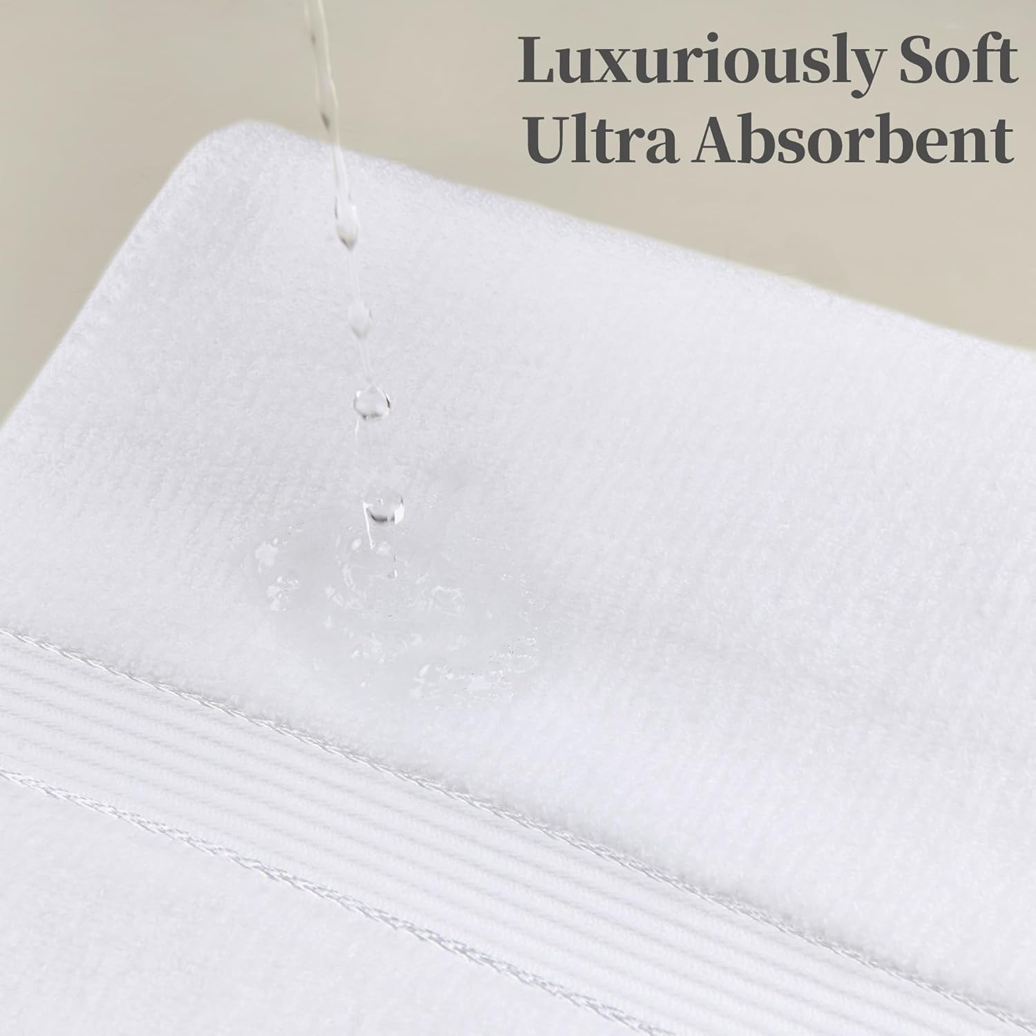 VOOVA & MOVAS 4-Piece 100% Cotton Hand Towels, Soft, Thick & Highly Absorbent - Quick Dry, 32"x16" 500GSM Towel Set for Bathroom, Face, Gym, Shower, White