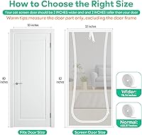 Vista 2 de Nueva puerta de malla reforzada para gatos, se adapta a puerta de 30 x 80 pulgadas, puerta resistente a mascotas con cremallera bilateral, evita que