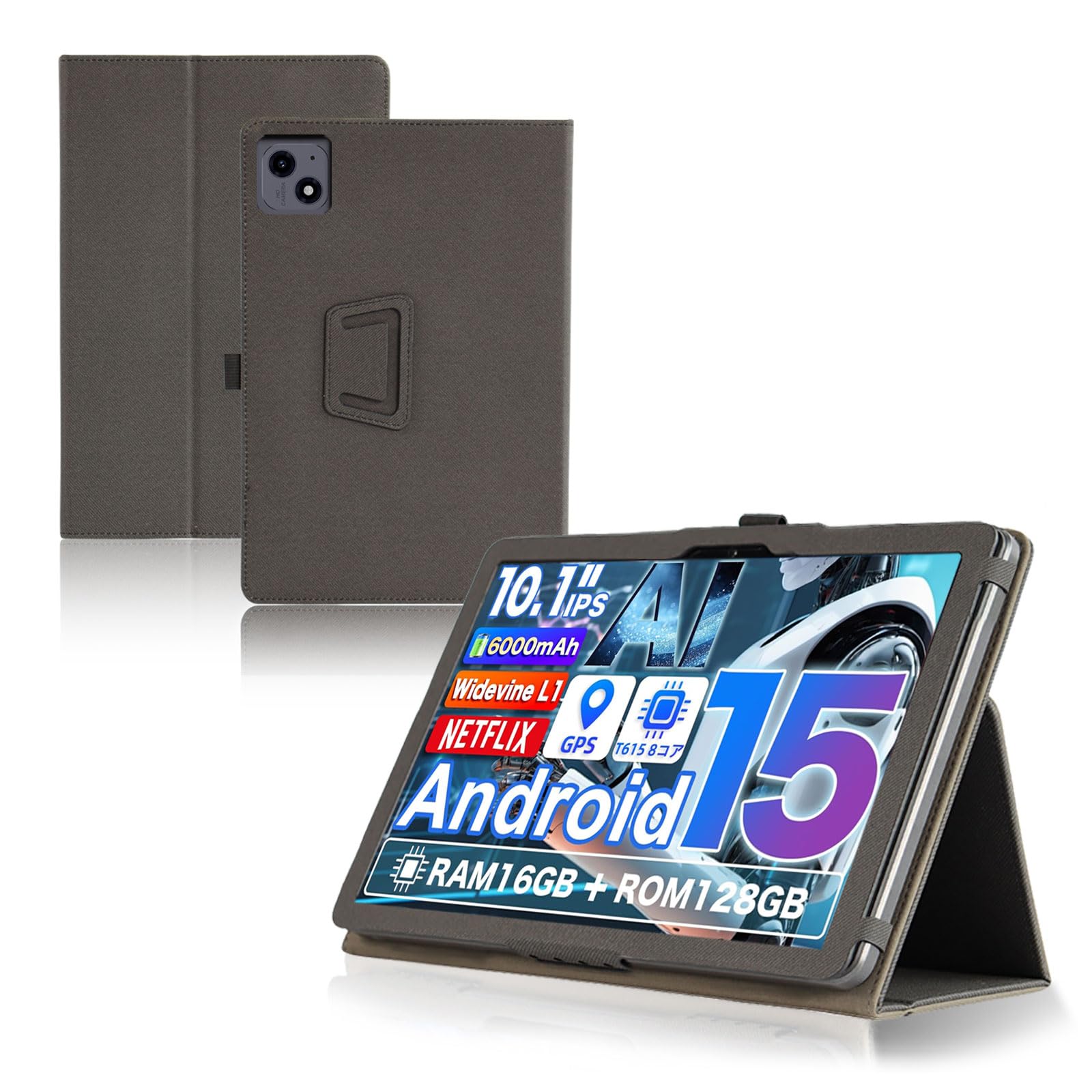 For アビドパッド A60/Tavoni/Tabtop/Avidpad A60 ケース 10.1インチ タブレット 保護ケース 高級PU レザー 全面保護 調節可能 衝突防止 防水防汚 薄型軽量 良い手触り Greerass 長持ち スタンド機能付き タブレット ケース (ブラック)