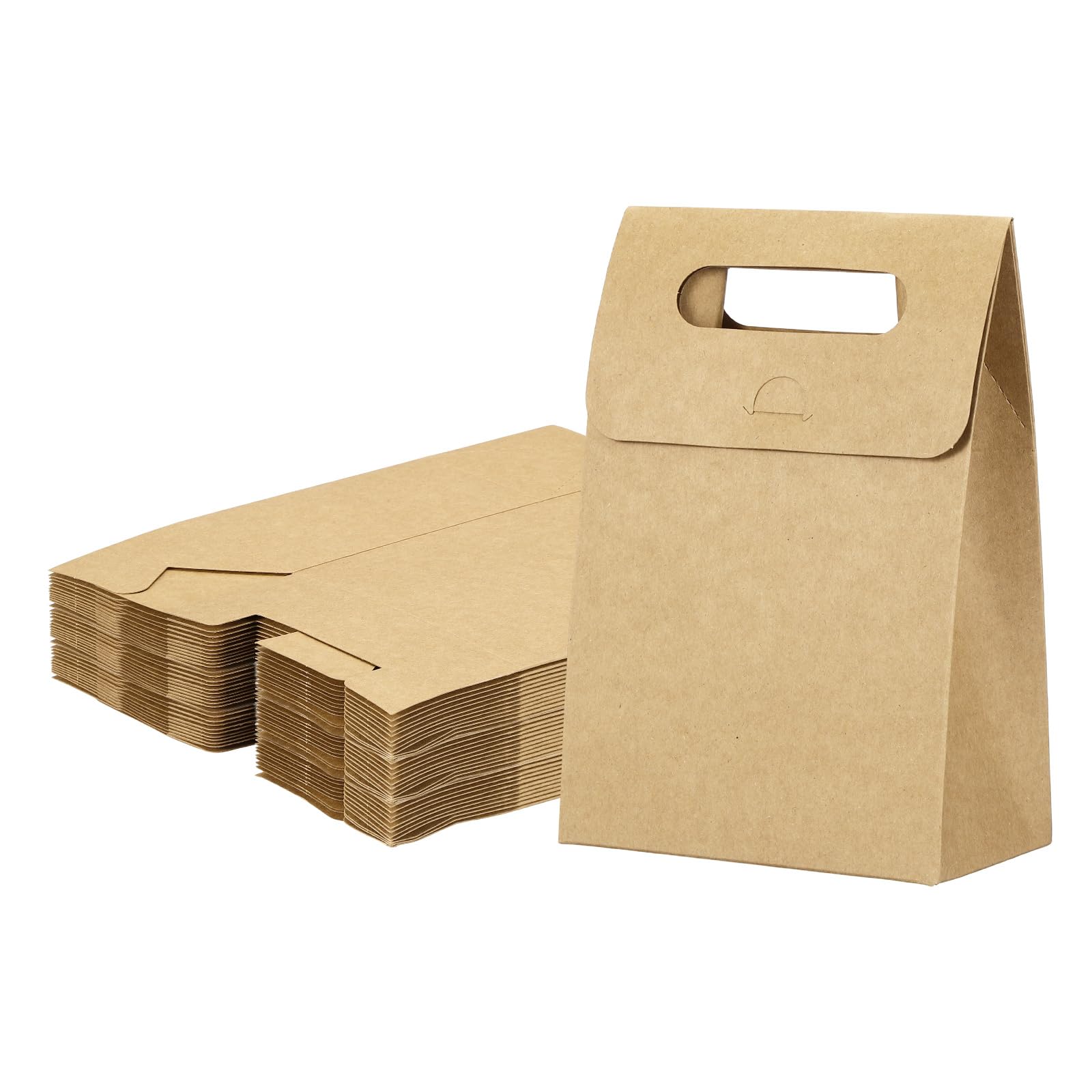 PATIKIL Kraft Paper Bags (13.5 x 8 x 19cm, Brown) (35Pcs) Stand Up Gift Bags with Handles, Suit for - Party Favor/Wedding/Bridal Shower/Festivals/Gift Packing
