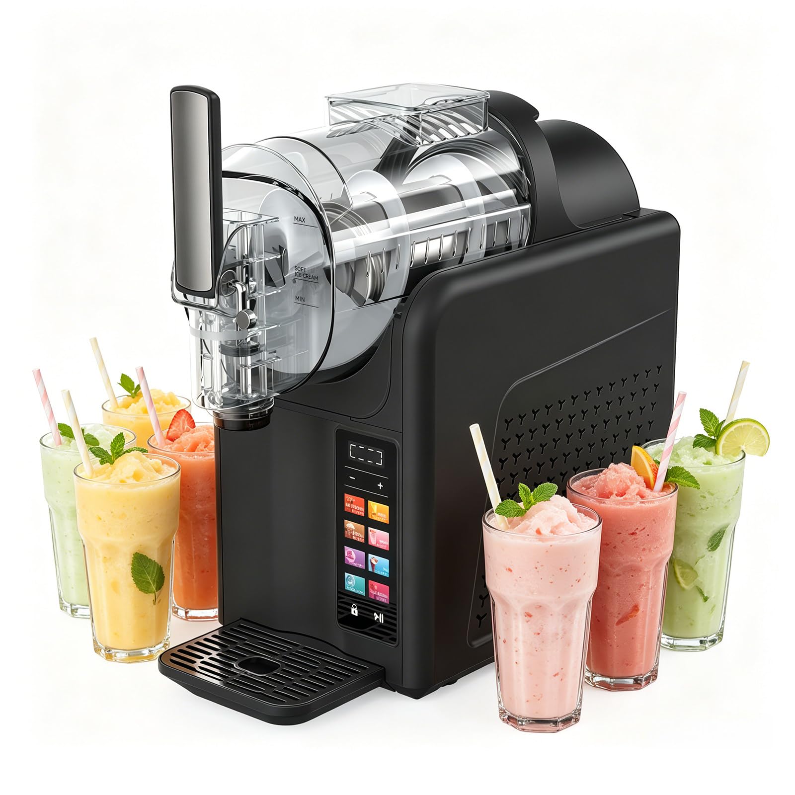 BANGBANGJI 68oz Slushie Machine, No-Ice-Needed Slushy Maker with 6 Presets, LED Display, Self Cleaning & Adjustable Temperature, Freezing Drink Maker for Freezing Margaritas, Frappes, Smoothies Black