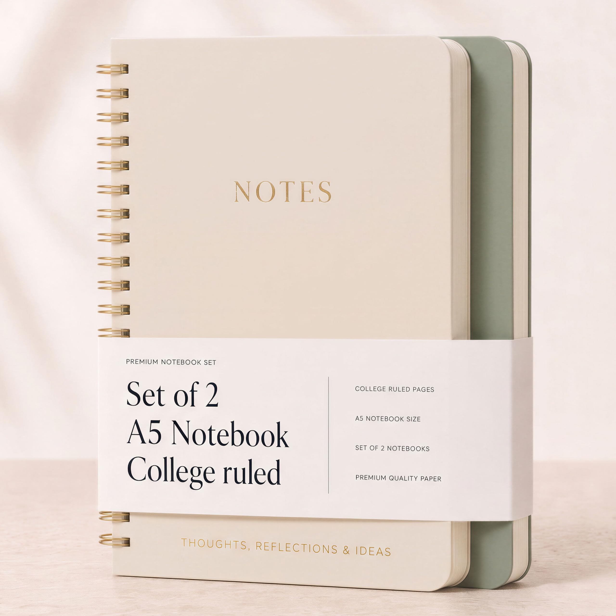 Aesthetic Spiral Notebook Set of 2 For Women and Men - College Ruled A5