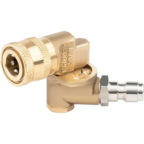 Pivoting Coupler for Pressure Washer with Brass Quick Connect Attachment