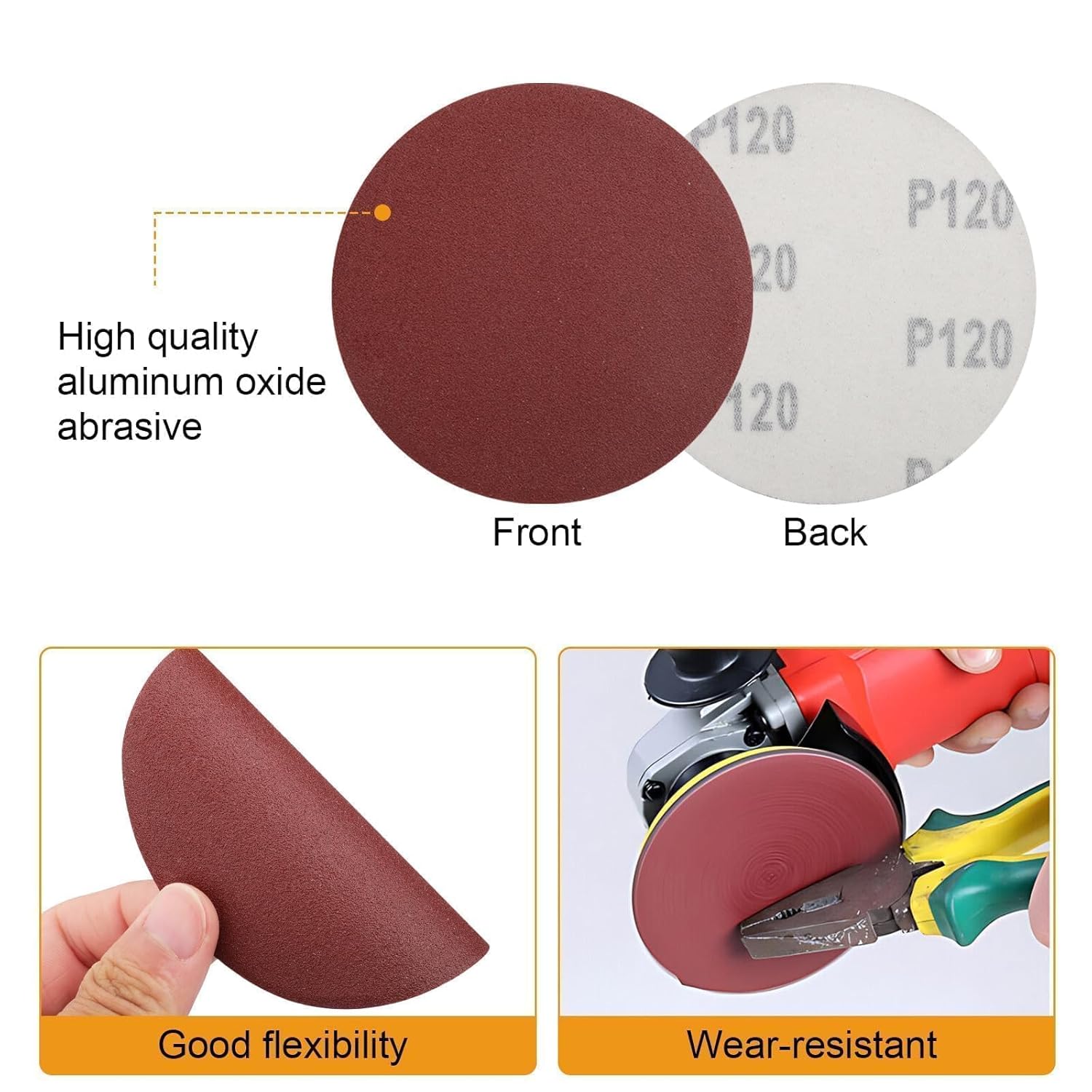 SUNJOYCO 102 PCS Angle Grinder Sanding Discs, 4 Inch Sanding Discs Hook and Loop, Angle Grinder Attachments with M14 Arbor Spindle, 5/16 Inch Round Shank Drill Adapter, 40-800 Grit