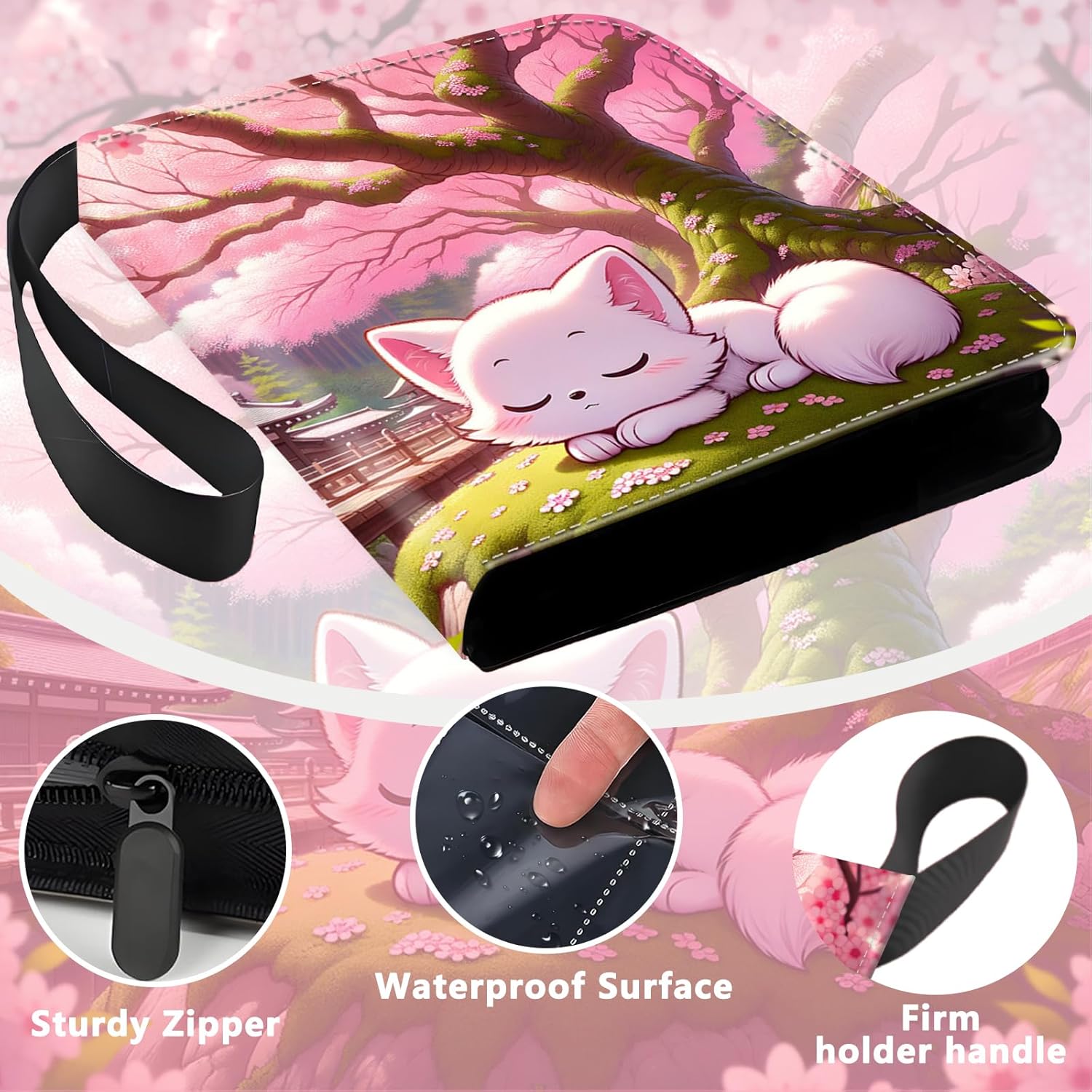 Card Binder 4 Pockets Zip Trading Card Binder for 400 Cards, PU Collection Binder with Removable Sleeves for 50 Pages, Portable Collector Album, Card Book for Game Card, Sports Cards, Gifts