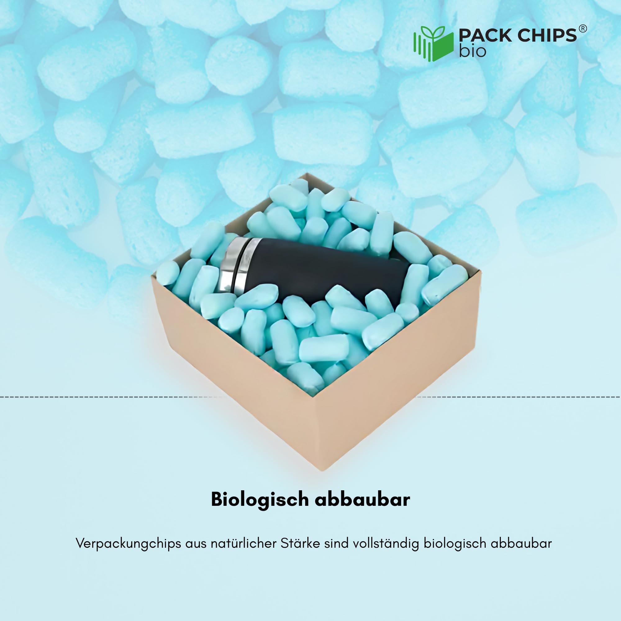 Verpackungschips Füllmaterial 400 L - Antistatische Polsterchips - Füllmaterial für Pakete - Verpackungsmaterial BIO - 100% Natürlich Abbaubar aus Stärke