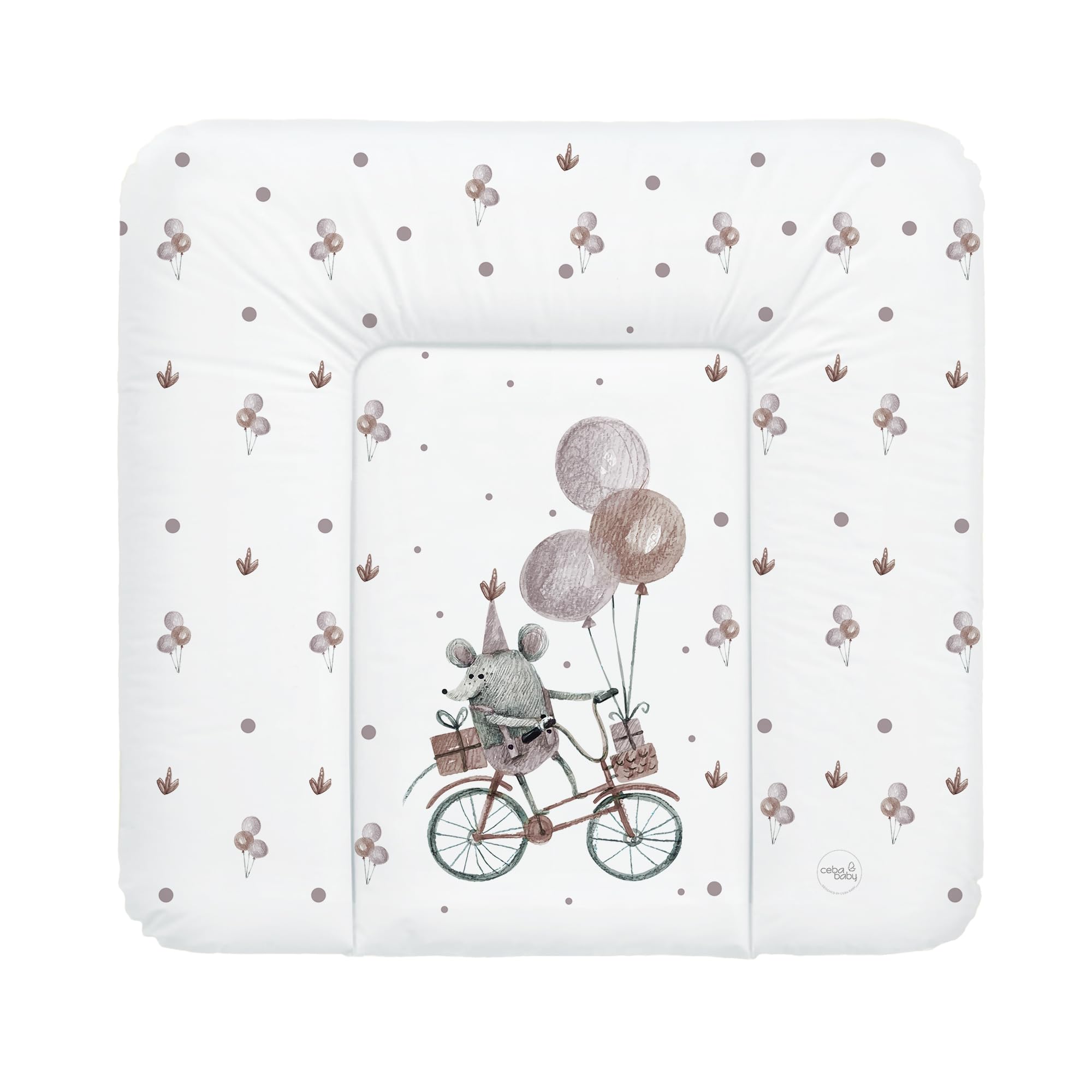 Ceba Baby® Fasciatoio Materassino - Fasciatoio neonato morbido - Cuscino Fasciatoio Lavabile per bambine e bambini - certificato Öko-Tex - impermeabile - 75x72 cm - Topino in Bici