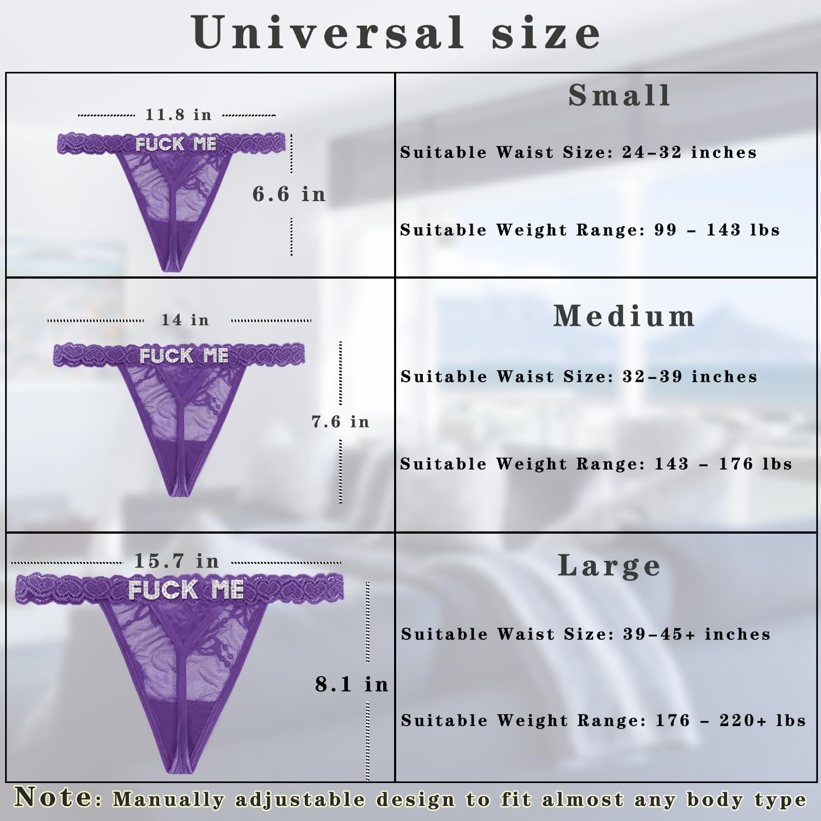 Eoribag Women's Personalized Thongs with Funny Rhinestone Letters, Custom Name Underwear Panties for Couples: F4-fuckme-purple Medium