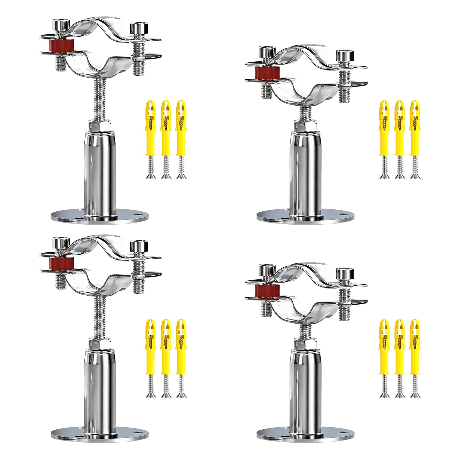 4 Pcs 304 Stainless Steel Pipe Clamp Hanger, Adjustable 100-150mm Pipe Support Bracket with Screws, for 10-12mm（0.39"-0.47"） Diameter Tube, Wall & Ceiling Mount Pipe Fastener