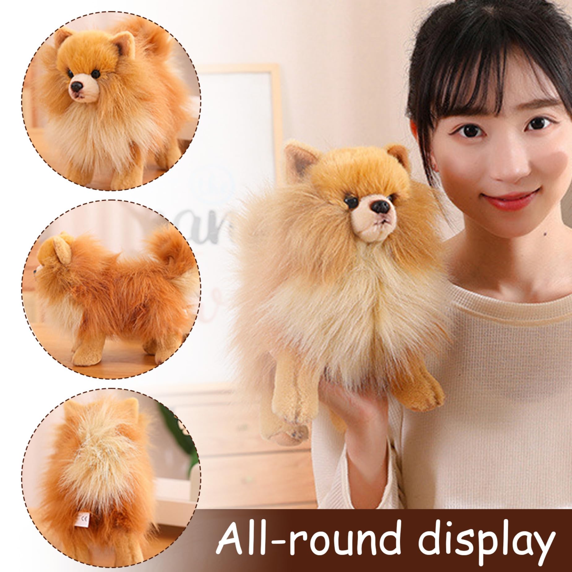 Plucia Phone Pomerania Simulazione Carina Simulazione Pomerania Peluche Peluche Giocattolo per Cani Pomerania pomerana Peluche Peluche Peluche 10x9 Pollici Piena di Peluche Giocattolo per Le Ragazze