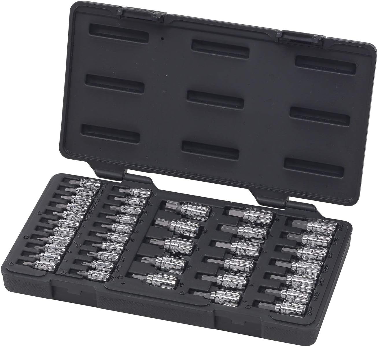 39 Pc. 1/4" & 3/8" Drive Pass-Thru™ Bit Socket Set, Standard Hex/Slotted/Phillips®/Torx, SAE/Metric - 890040