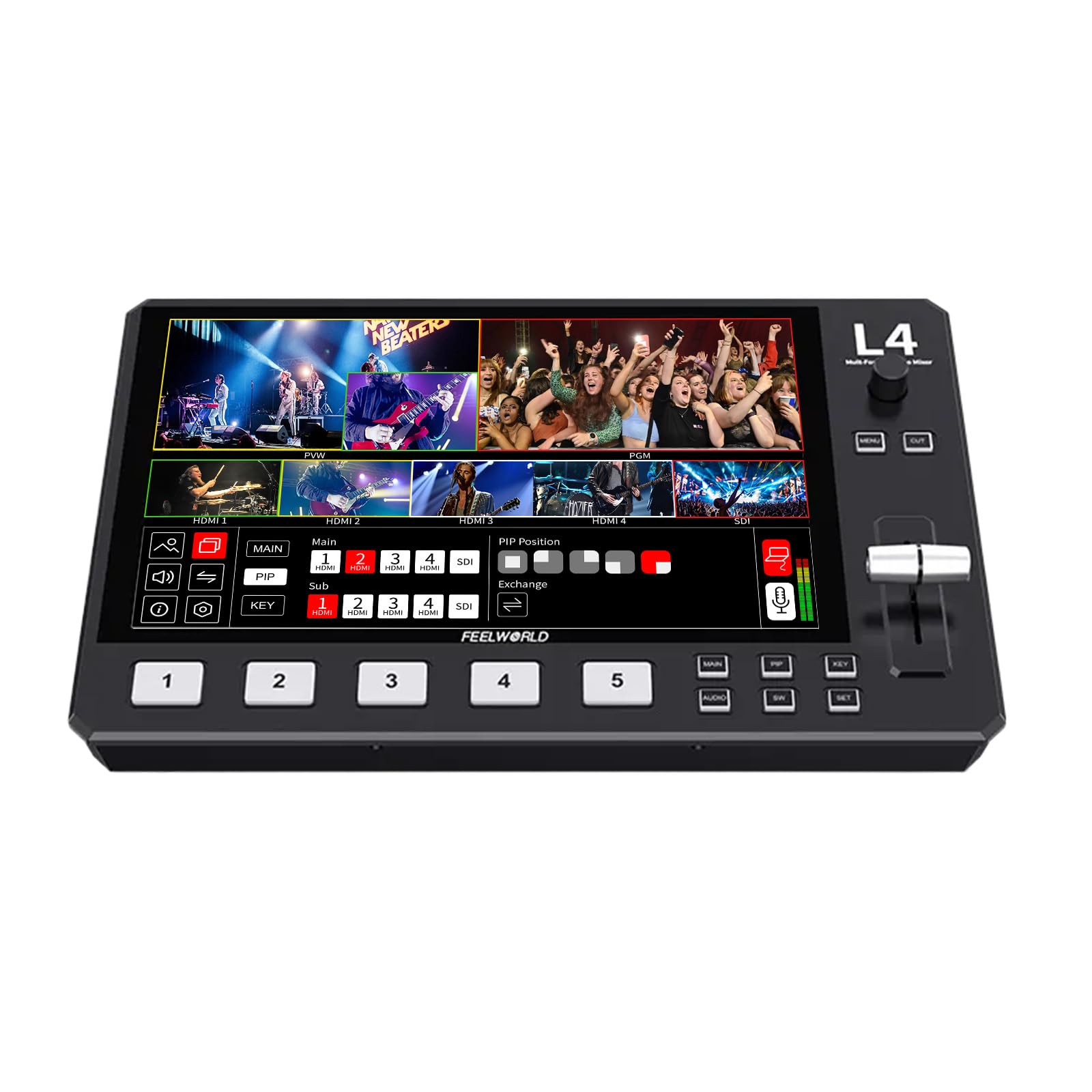ビデオスイッチャー　FEELDWORLD L4 FEELWORLD L4 Video Mixer Switcher with 10.1 Inch LCD Touch Screen