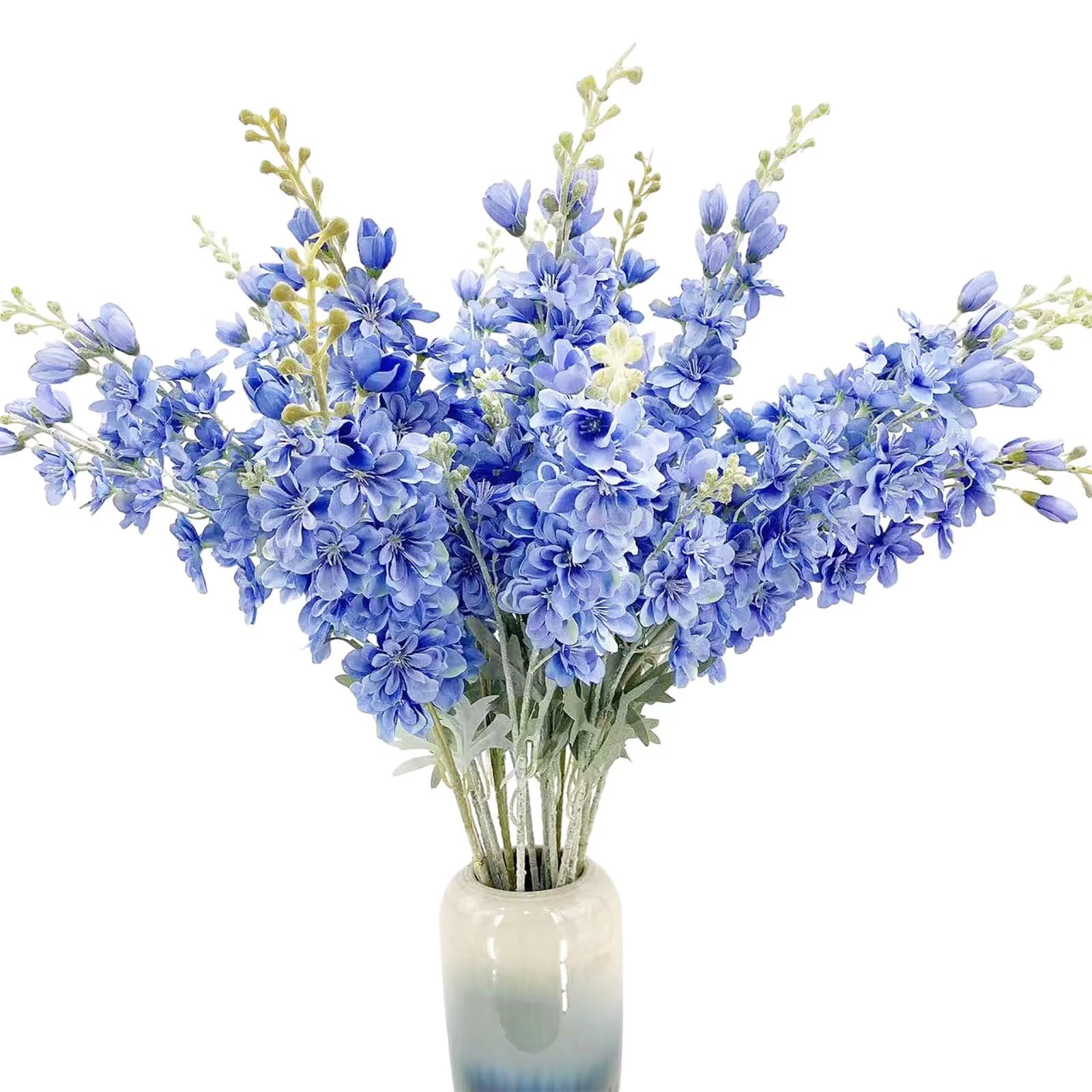 Emivery Blue Delphinium Artificial Flowers, 6PCS Silk Delphinium Flowers Real Touch Flowers Fake Plants Long Stem Flowers for Tall Vase Home Wedding Party Decor