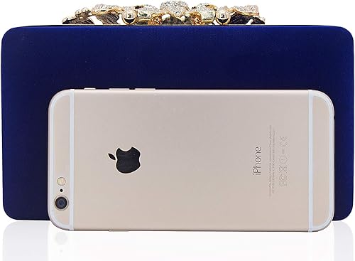 Miniatura 2 de Dexmay - Bolso de mano con diamantes de imitación y cierre floral de cristal, para mujer, bolso de noche formal para fiesta, Azul