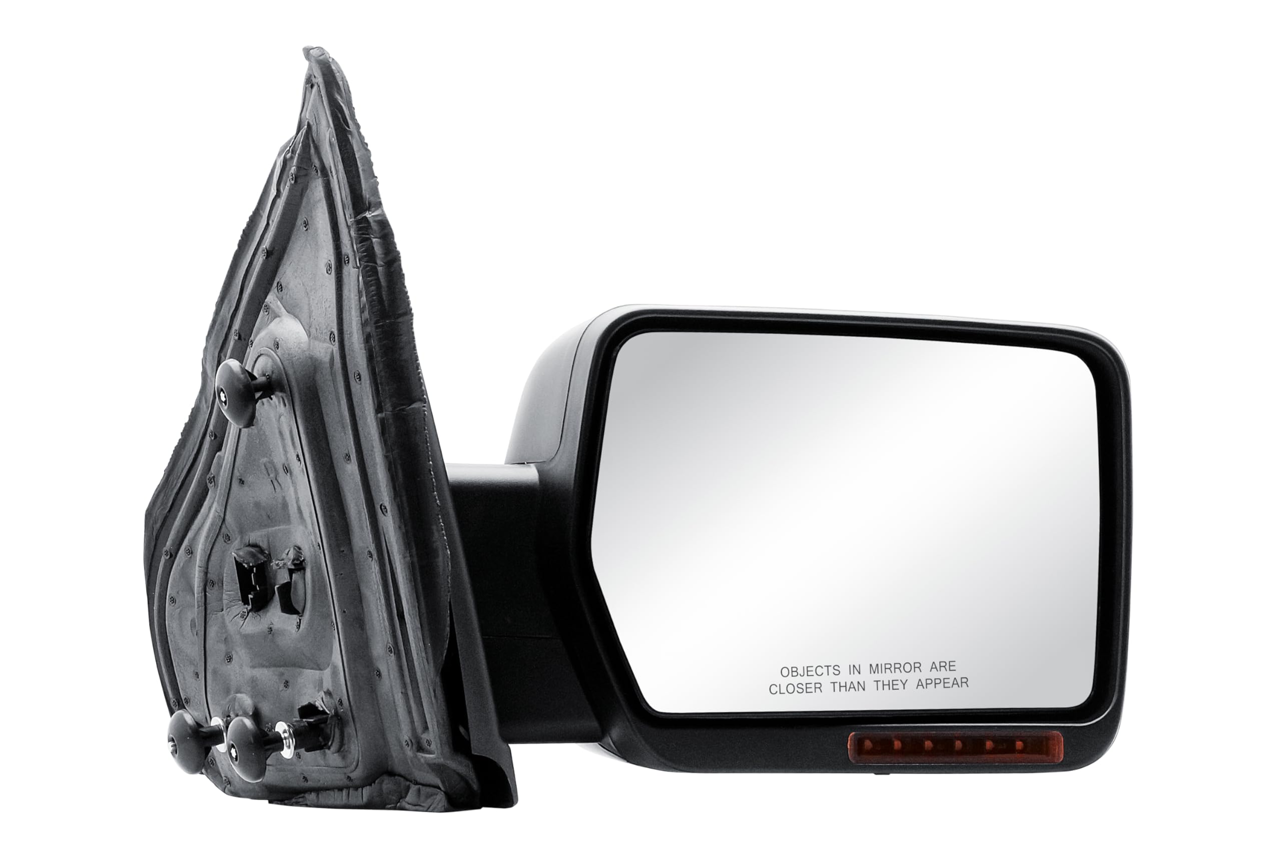 Passenger Right Side Door Mirror Power and Heated Glass with Turn Signal Light and Puddle Light Textured Back Cover Manual Folding for 2009-2014 Ford