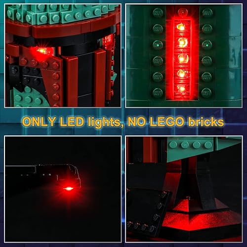 Miniatura 5 de Vaodest Luz LED para casco Lego Boba Fett 75277, diseño y configuración compatible con el modelo 75277 (solo luz LED, no kit de bloques de
