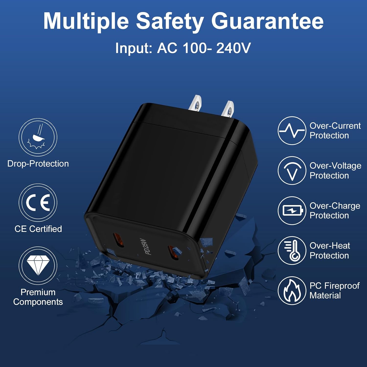 Fast Samsung Charger Block USB C 25W Dual Port Android Charger Type C Phone Wall Plug for Galaxy S26 Ultra S26+ S26 A17 S25 Ultra Plus A36 A26 A56 A16 5G A35 A15 A26 A36 A56 S24 FE A25 Z Fold 6 S23 thumbnail