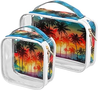 2Pcs Coconut Tree Cosmetic Bags,Clear Makeup ...