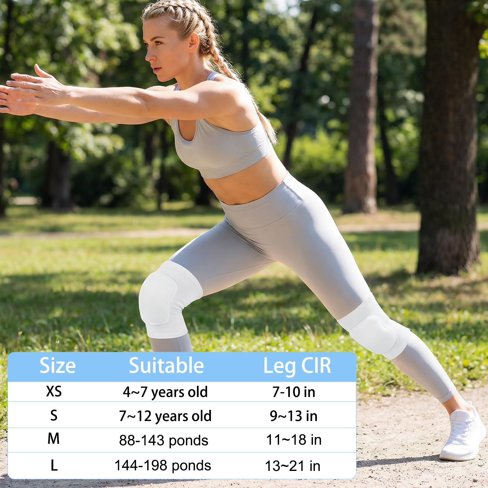 Sucrain 2 paia di ginocchiere, morbide e traspiranti, per uomini e donne, ginocchiere protettive per pallavolo, calcio, basket, cheerleader, danza, yoga, tennis, corsa, ciclismo, allenamento