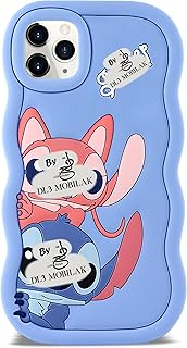 جراب لموبايل آيفون 12 / آيفون 12 برو بتصميم شخصية كرتونية ثلاثية الأبعاد لطيفة، من السيليكون الناعم المقاوم للصدمات للبنات والأولاد والمراهقين - جراب موبايل مرح ورائع وواقي من دلع موبايلك - أزرق