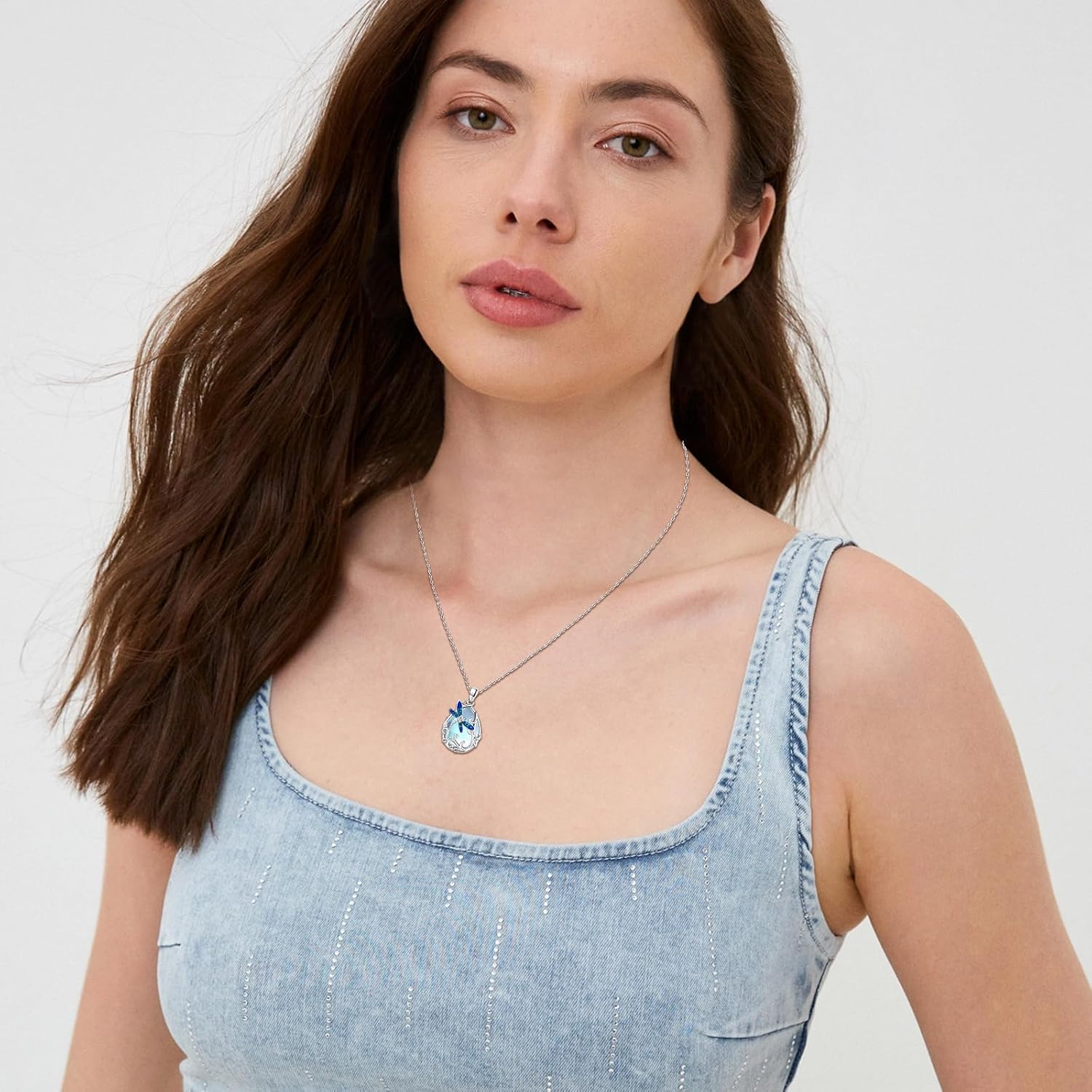 Dragonfly/Butterfly Filigree Necklace 925 Sterling Silver Teardrop Moonstone Pendant Necklace Heart Celtic Moon Jewelry Irish Gifts for Women Mother's Day - Image 5