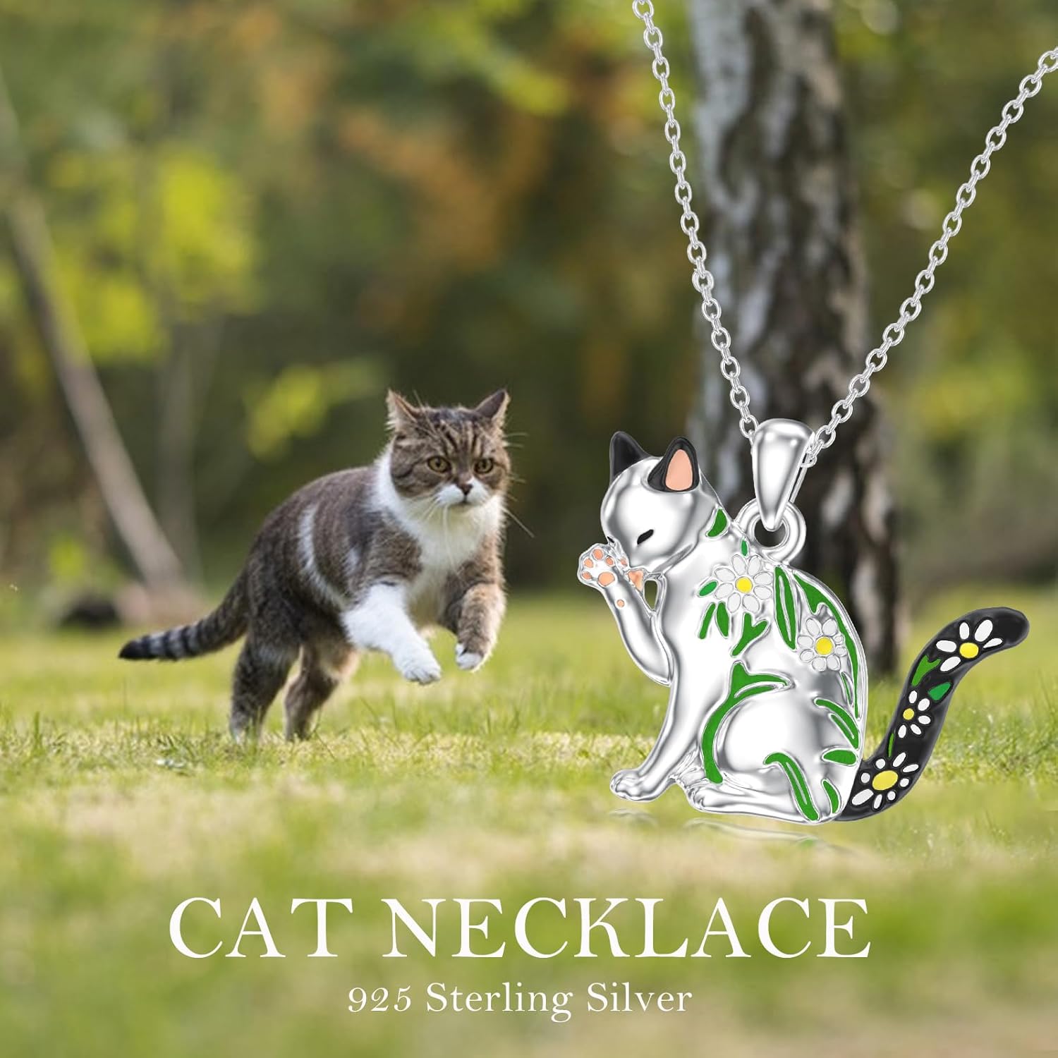 Cat Necklace 925 Sterling Silver Cat Pendant Necklace Jewelry Christmas Birthday Valentine's Day Gifts for Women Her Daughter Mom Sisters Wife - Image 4