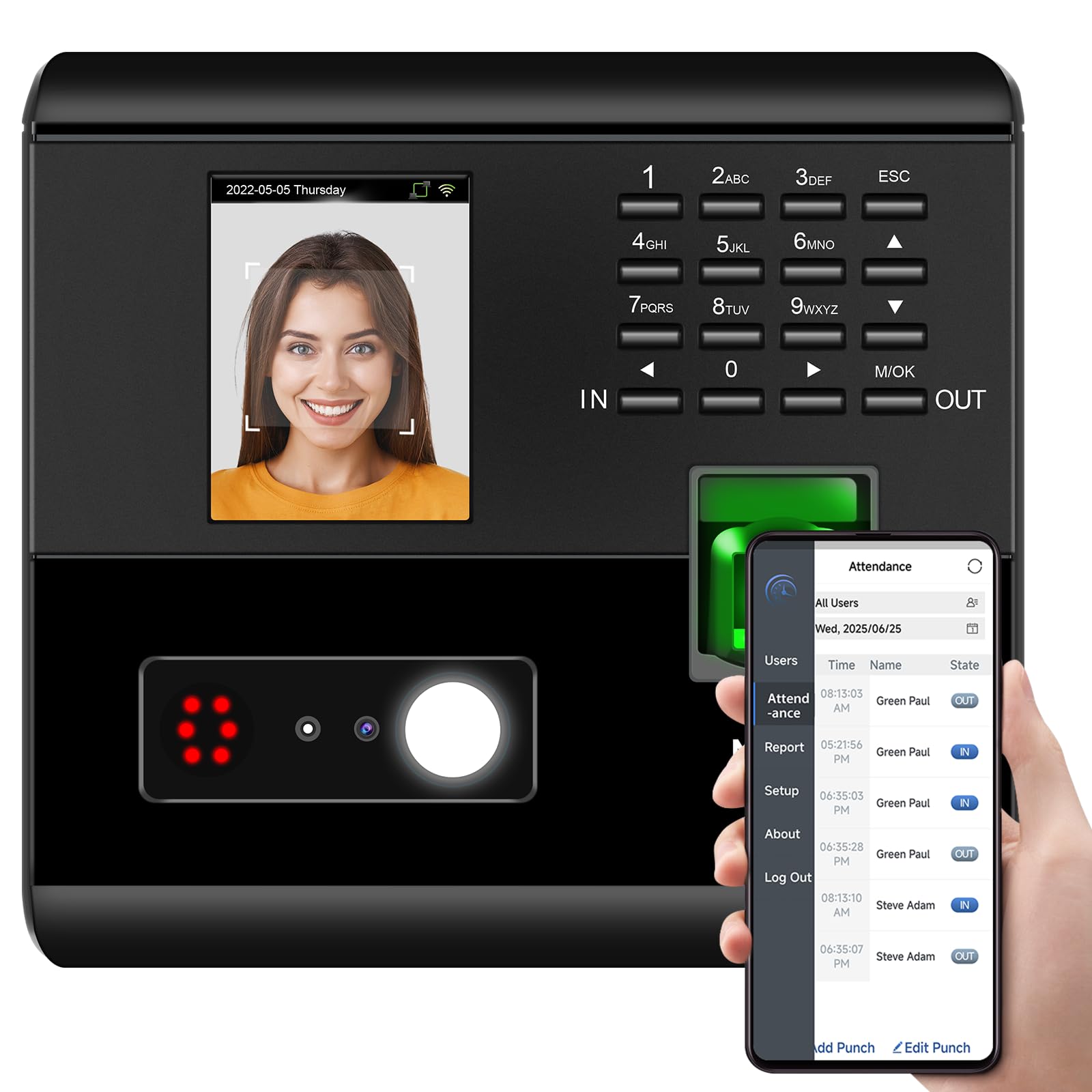 Amazon.co.jp: NGTeco タイムレコーダー 顔認証 指紋認証 RFID