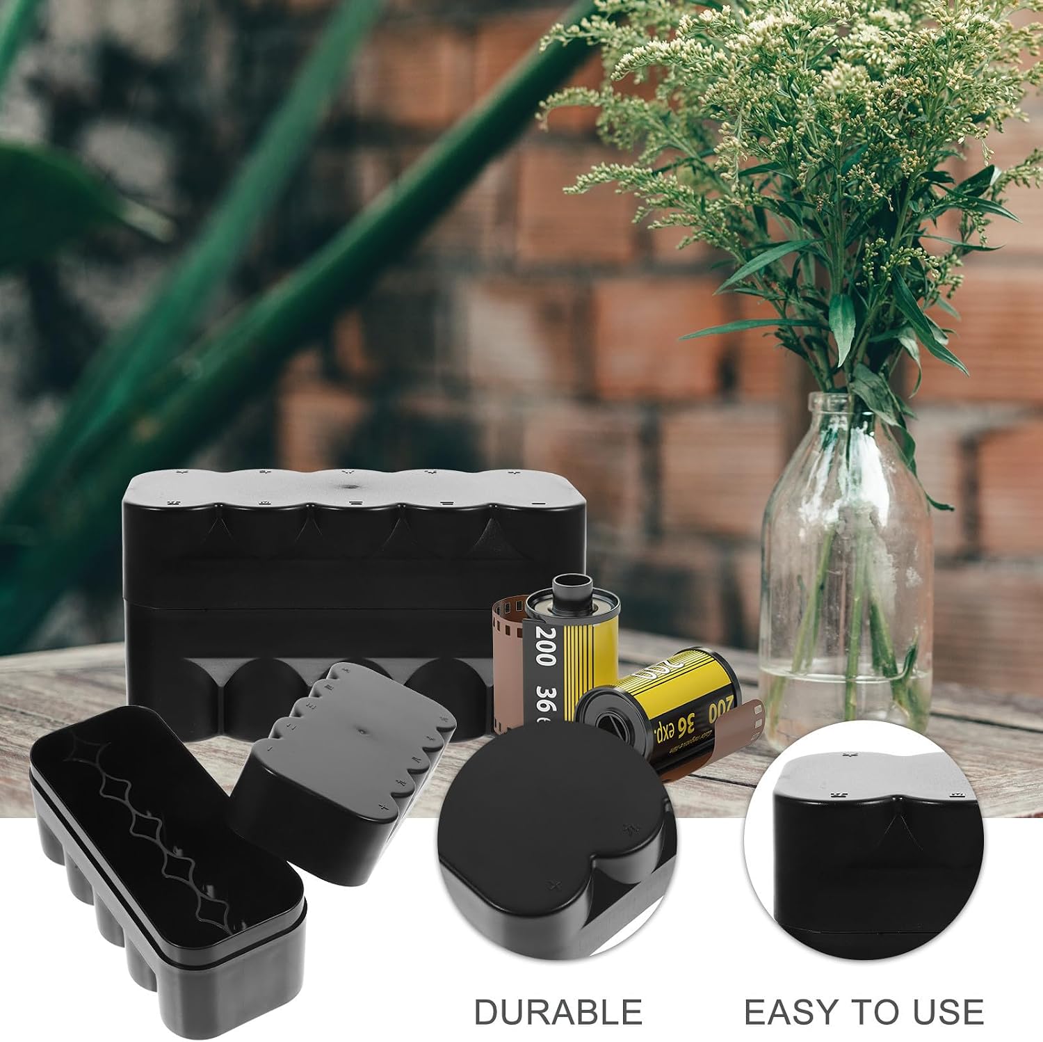 Luxshiny Black Plastic Camera Reel Storage Case for 10 Rolls, Portable
