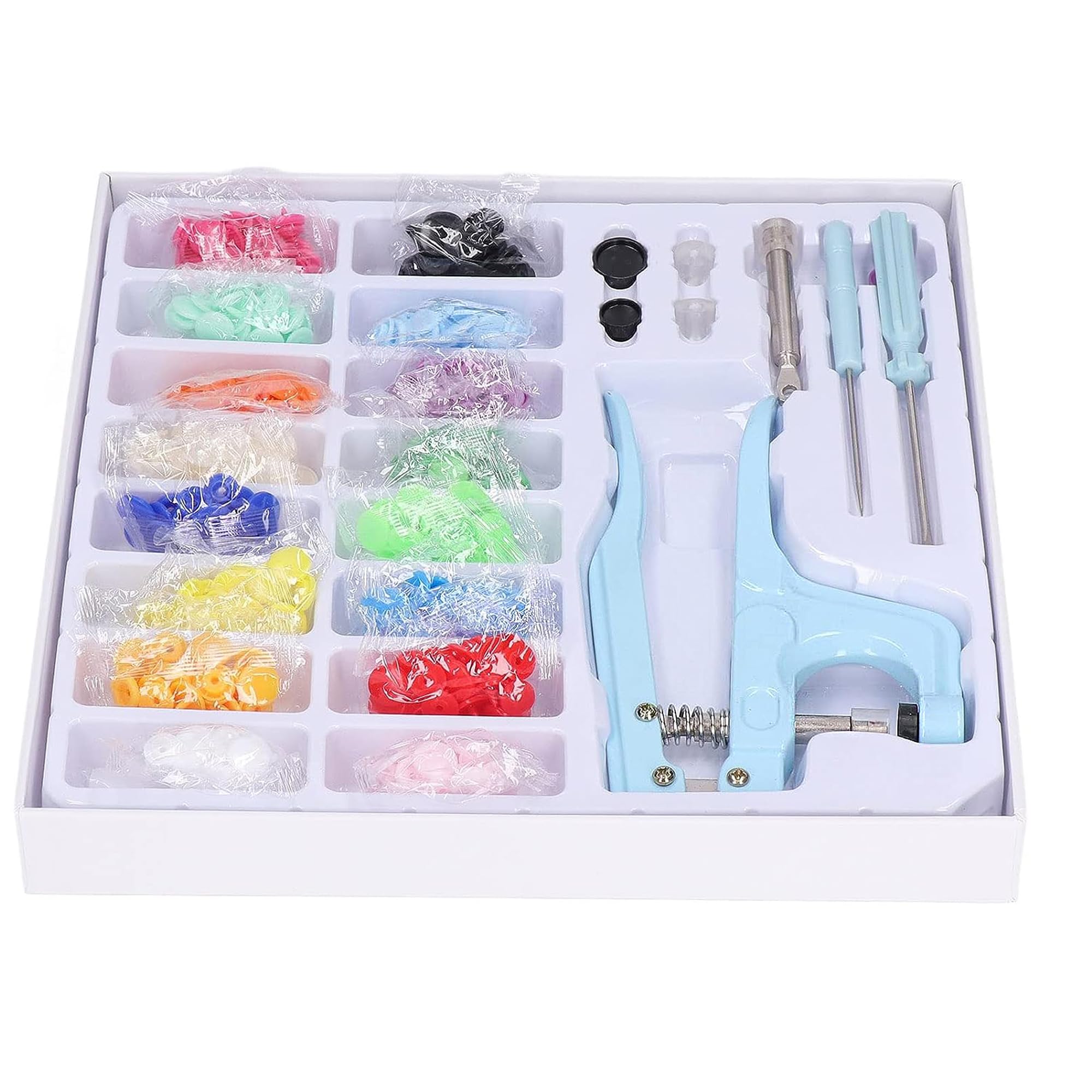 RAJ Art's Plastic Snaps with Snap Pliers, 300 Sets 16-Colors Snap Buttons for Sewing, Snap Fasteners Kit for Sewing, Clothing, Crafting, Random Color - Color May Vary