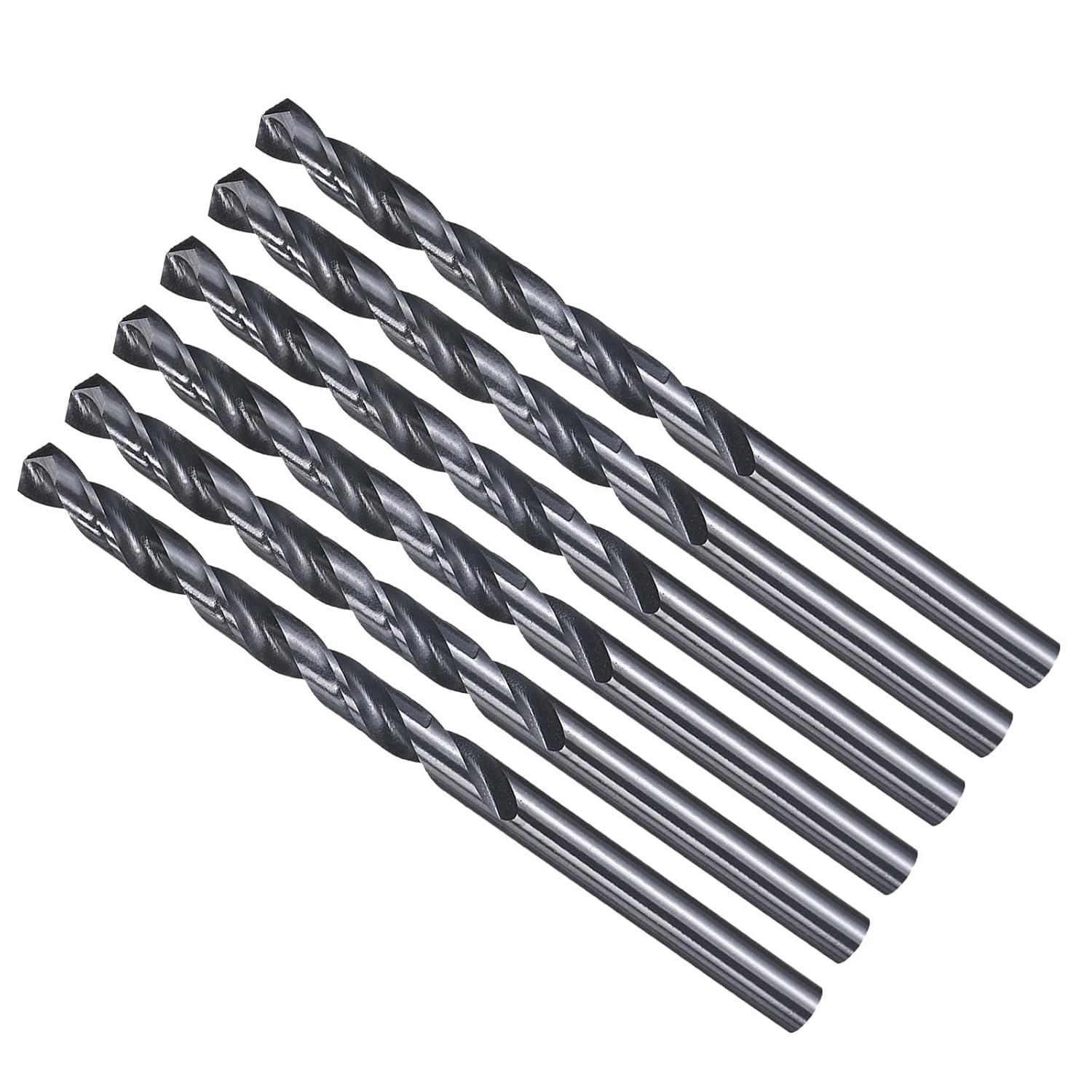 METALLIXITY Drill Bit (13/64") 6Pcs, M2 High-Speed Steel Straight Shank Spiral Flute 135°Point Tip Nitriding Black Finish for Stainless Steel Iron Copper Aluminum Hard Metal