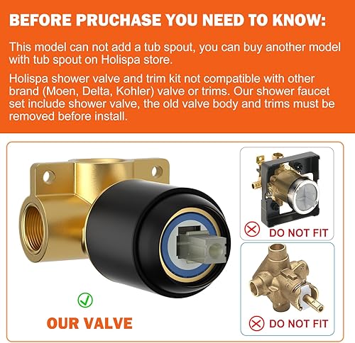 Miniatura 2 de Juego de grifo de ducha, grifo de ducha negro con cabezal de ducha de 8 pulgadas, juego de cabezal de ducha y mango de metal, kit de molduras de