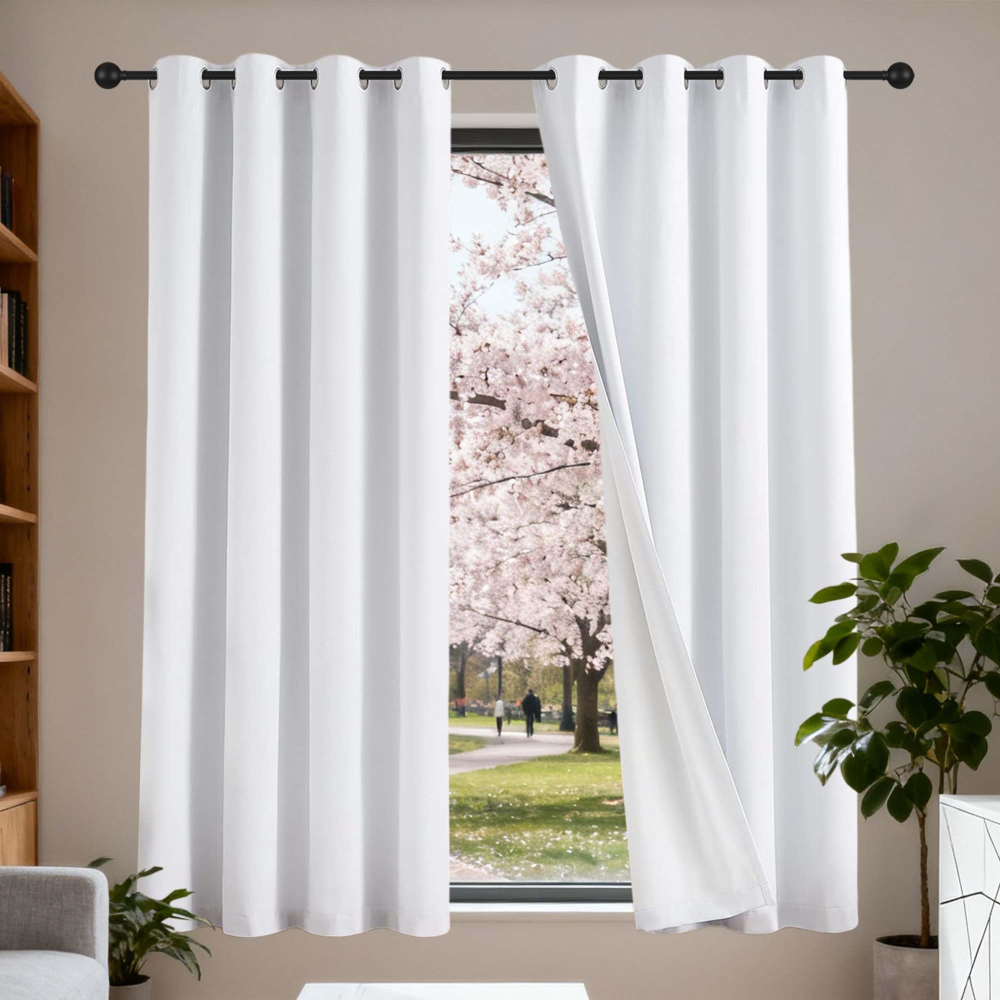 Cortinas Dormitorio Opacas 1 Pieza 145 x 190 cm con Ojales Modernas Decorativas Cortinas Salon Termicas Aislantes para Dormiotorio, Blanco