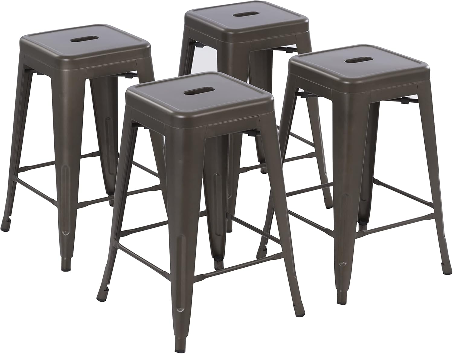 GOSIKH 24inch Stackable Metal Bar Stool, Set of 4, Include