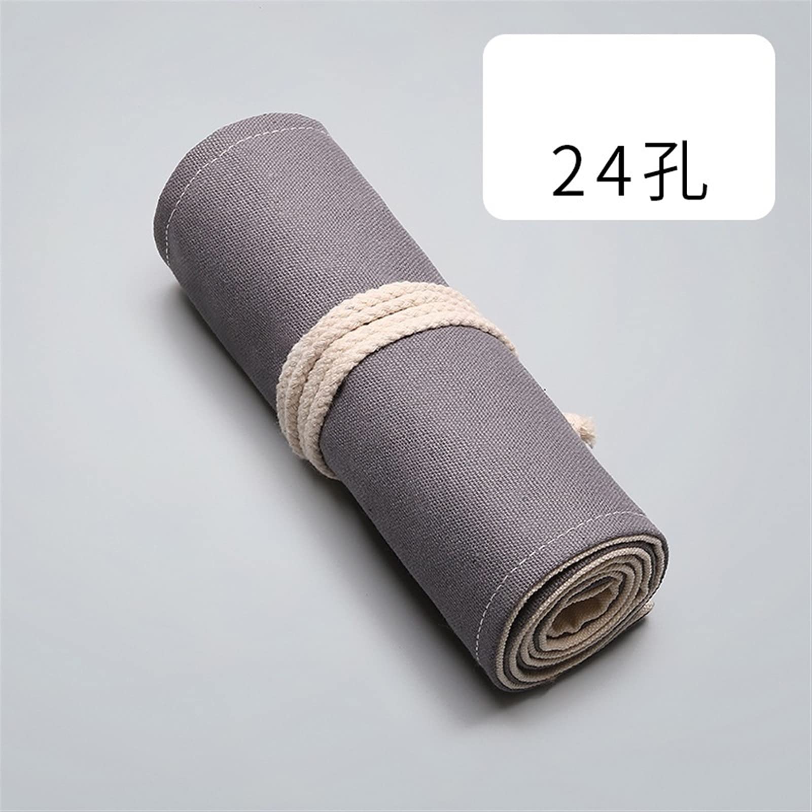 Federmäppchen Handgemachte graue Leinwandkunst Stift Vorhang 12 24 36 48 72 Loch Große Kapazität Bleistift Hülle Farbe Bleistift Skizze Schreibwaren Tasche (Color : 24 Hole)