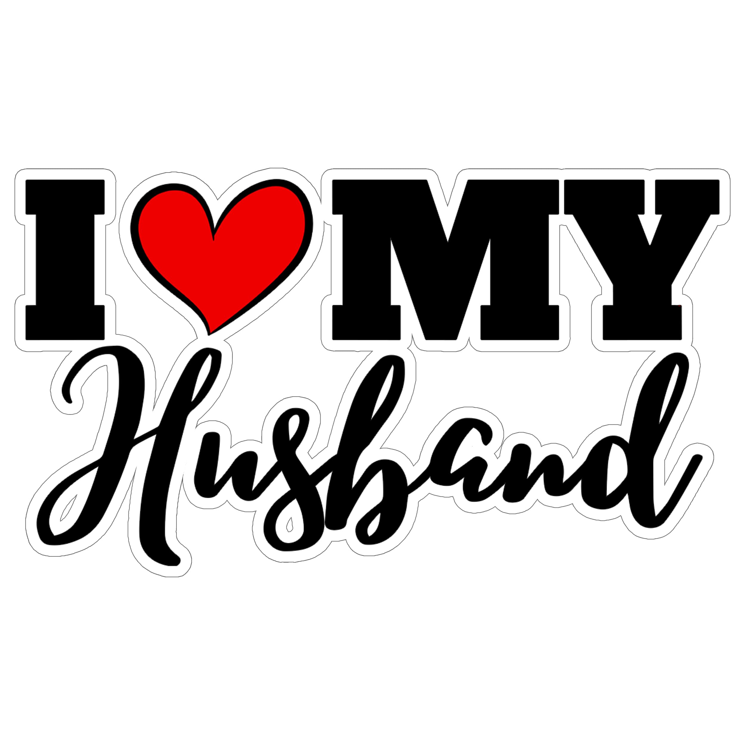 I Love My Husband Sticker 4 Inch Marriage Wife Gift - Waterproof Vinyl Decal for Laptop Water Bottle Car Tumbler - Durable Funny Aesthetic