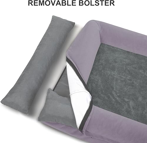 Vista 53 de Cama ortopédica para perros pequeños, cama impermeable para cachorros con funda extraíble lavable, cama de espuma para perros pequeños con respaldo