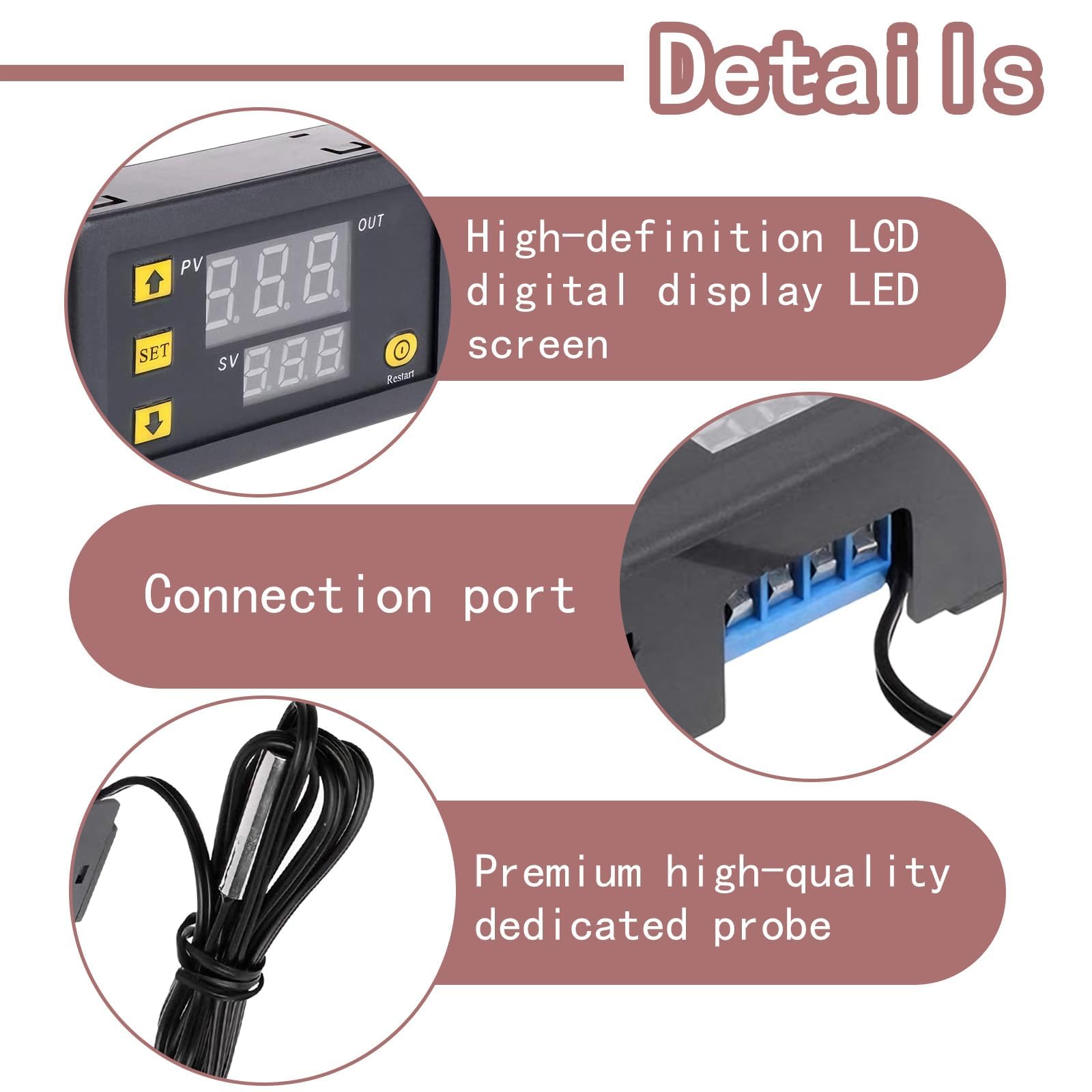 Regulator Temperatury Cyfrowy W3230, 2 Sztuki AC 110V-220V, Termostat z Wyświetlaczem LED 20A i Czujnikiem NTC 10K, Zakres Temperatury od -50℃ do 110℃, Idealny do Lodówek, Zamrażarek i Sy